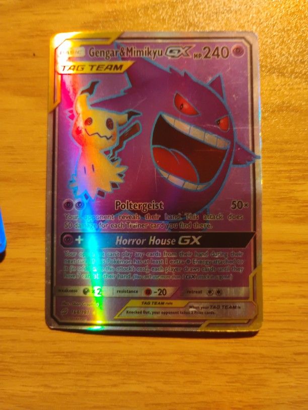 2019 Pokemon Tag Team Gengar&Mimikyu GX Full Art ,Holo ,164/181 Ultra Rare