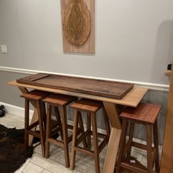 Breakfast Bar And Stools. Black Walnut And White Oak