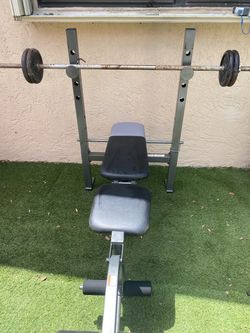 Multi-Position Weight Bench with Barbell & Weights - Local Delivery for a Fee - See My Items