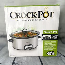 Crock Pot Smart Pot 6 Quart Ceramic Stainless Slow Cooker.     Brand New