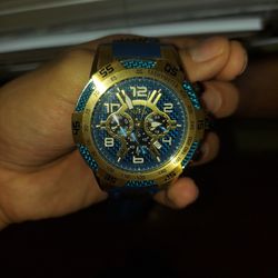 Invicta Speedway Blue Dial Blue Silicone Strap Chronograph Men's Watch