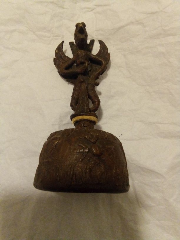 ANTIQUE  BUDIST BRONZE BELL MISSING LITTLE BALL INSIDE 