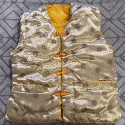 Yth 12-14 Med Hello Kitty Chinese Quilt Puffer Button Up Vest 2 Pockets 16.5x18  #HelloKitty #HelloKittyVest #HelloKittyJacket #Quilt #PufferJacket 