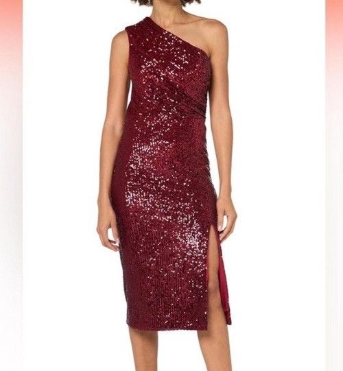 NWT Dress The Population Red Sequin One Shoulder Dress XXS