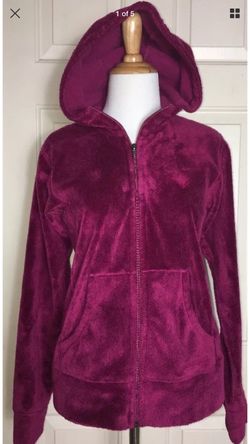 Patagonia Polartec Magenta Faux Fur Fleece Zip Front Jacket Coat Womens S