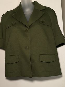 Ann Taylor LOFT short sleeve jacket olive green size 12