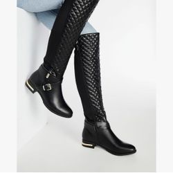  Shoedazzle  Womens Knee High Boots Faux Leather Brown Riding Boots Knee High Boots for Women Womens Low Heel Casual Boots for Women