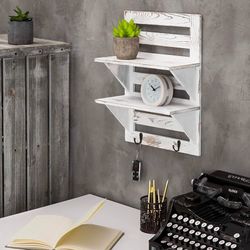 Wooden 2-Tier Shelf, Wall Mounted Storage Rack