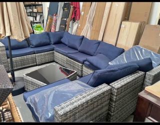 New Assembled 10 Pcs Outdoor Patio Furniture Set Wicker Rattan Patio Conversation Set