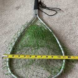 Vintage, Aluminum, Fishing, Net, Green Netting , 22”