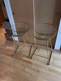 Gold Metal Wire Counter Stools (Set of 2)
