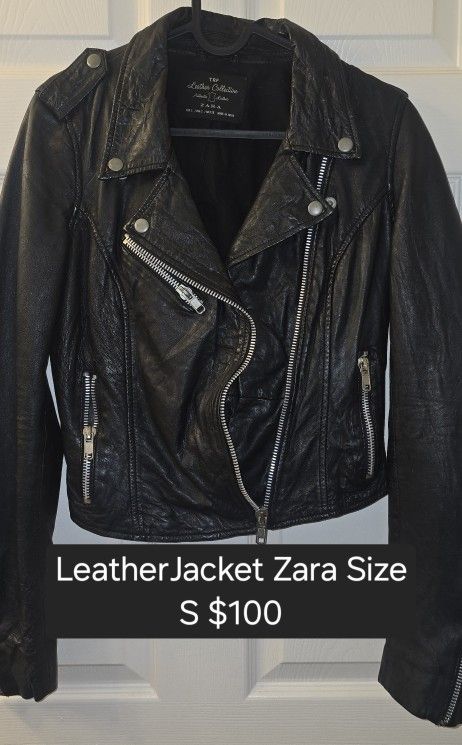 Leather Jacket Zara Size S