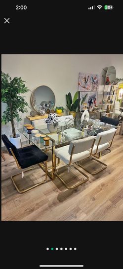 Luxury Gold Dining Table Set And 6 Dining Chairs