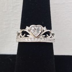 Heart Crown Silver Ring S925 size 6 & 8