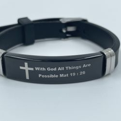 Stainless Steel Bible Verse Silicone Bracelet 
