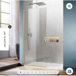 34" x 74" semi-frameless shower door gold