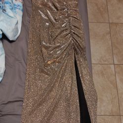 Gold Gliter Open Leg Dress 