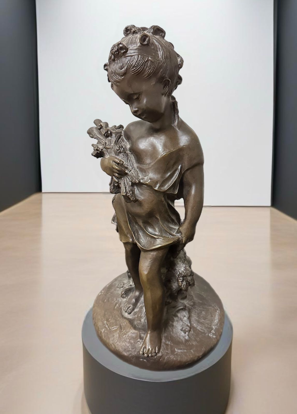 Large Auguste Moreau Cherub Angel Sculpture Statue 17in Tall Signed 