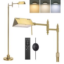 Gold Floor Lamp - LED, Remote, Adjustable