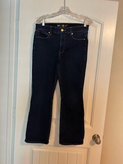 WHBM women jeans, skinny flare, size 10 R, dark blue