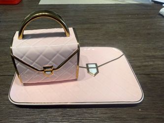 Pink Ceramic Handbag Mug with Tray