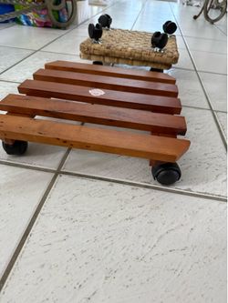 Wooden Rolling Plant Caddie