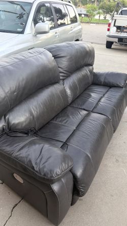 Gray Faux Leather Loveseat Sofa - Excellent Condition - FREE DELIVERY