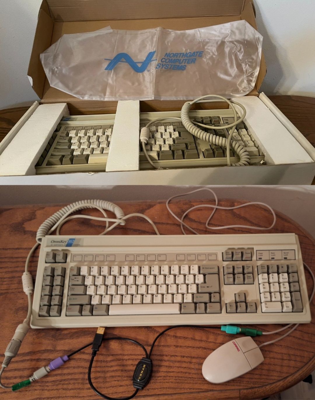 Northgate OmniKey 102 vintage keyboard. Comes with PS/2 extension.