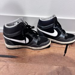 Nike Force Dunk Sky Hi Hidden Wedge Heel Blac White 