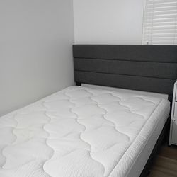 Full Size Bed Set: Upholstered Platform Frame + Mattress