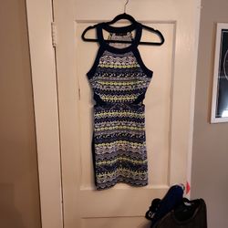 Navy And Lime Cutout Dress