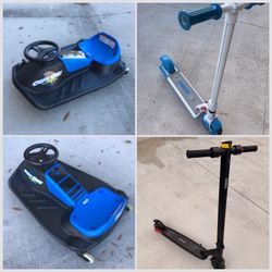 SUPER COMBO: 2 Crazy Karts, 1 Kid Scooter, and 1 Adult Scooter