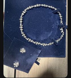 Authentic Swarovski Crystal Floral Necklace & Earrings Set