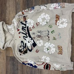 Saint denim tear hoodie