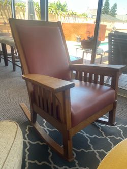 Matching Mission Oak Lounge Chairs (1 Rocker + 1 Stationary Chair)
