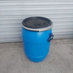 12 Gal  Open Head Lever Lock Ring Blue Water Storage Containers Dog Cat Food Grade