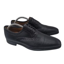 MAGNANNI Mens Size 8 D Black Nappa Leather Dress Shoes Cap Toe Oxford Spain $298