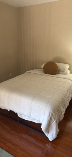 Queen Bed Frame + Mattress – Like New, Must See