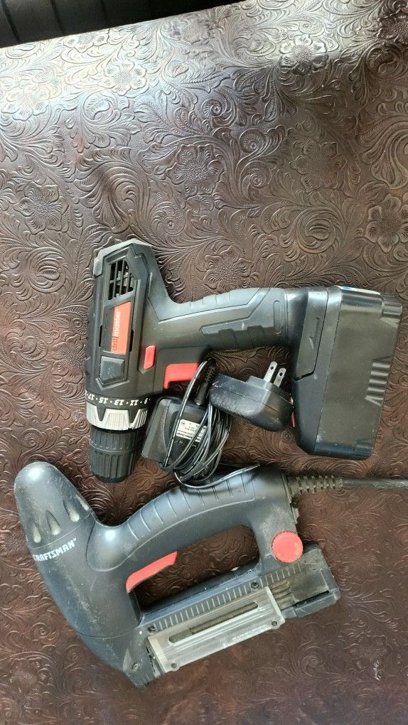 Craftsman Corded Nailer and Drill Master Cordless Drill