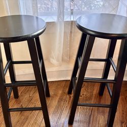 Two Wooden Bar Stools 
