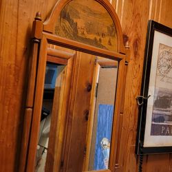 Vintage Wooden Mirror - Decorative Wall Accent