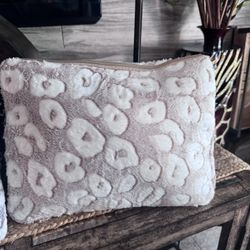 Tan Large Furry Leopard Clutch 
