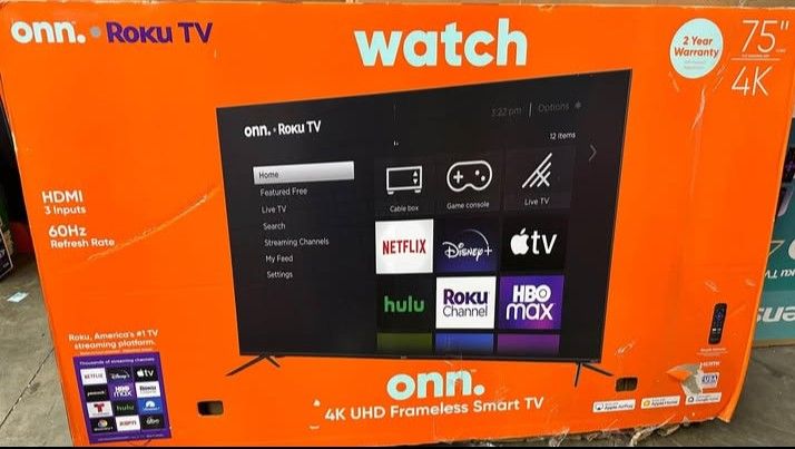 75 Inch Onn Roku 4k Smart TV 2024 /2 Year Warranty