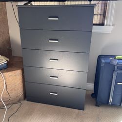 Blue Free Standing Dresser 5 Drawers 