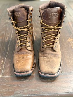 Justin Boots SE681 Brown Leather Lace-Up Work Boots EH SR Men's 10.5D