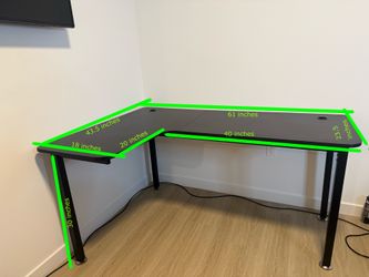L-Shaped Corner Desk - Black - 61” x 43.5”
