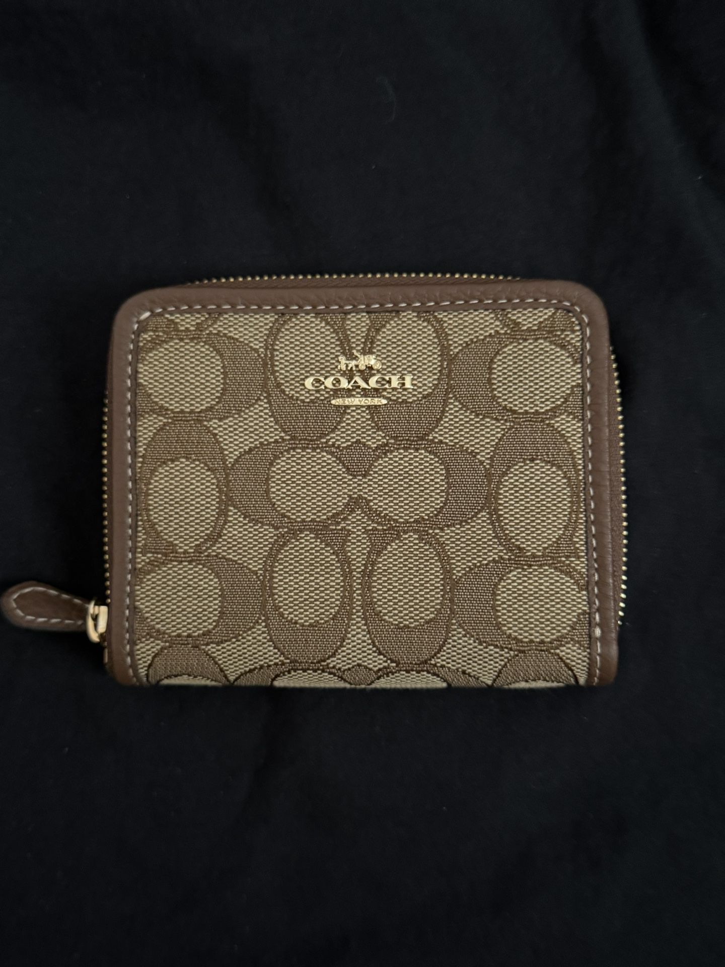Coach Small Zip Around Wallet in Signature Jacquard