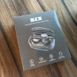 New - Wireless Bluetooth 5.0 Earbuds w Built In Mic & LED Charging Case - 4 Available