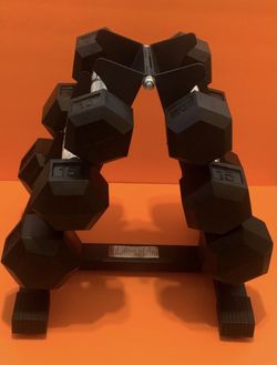 dumbell rack and dumbbells