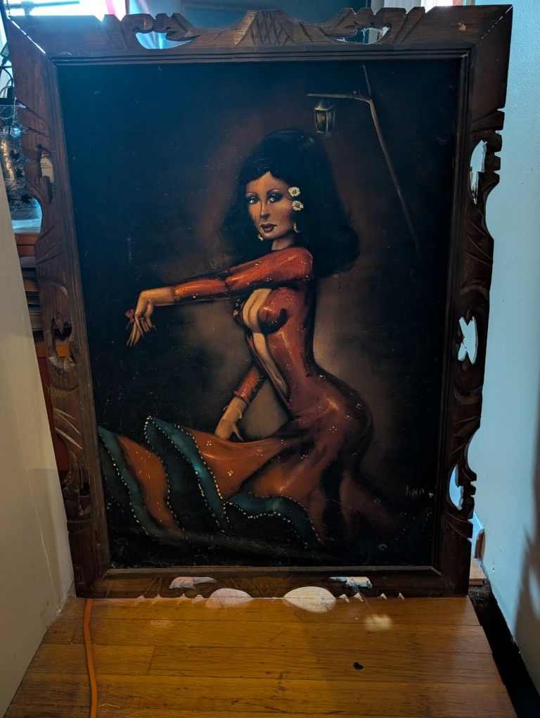 Vintage Oil Painting Spanish Dancer
